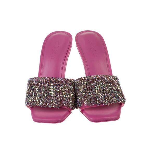 NEW Cult Gaia LANA Sandal Pink Crystal Heel Rhinestone Tassels Size IT 35 US 5 - Picture 2 of 5